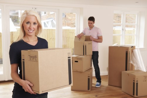 Packing boxes and moving supplies prepared for a home move in Kennington