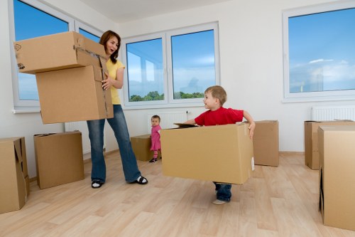 Packing boxes and loading a van for a move in Kennington