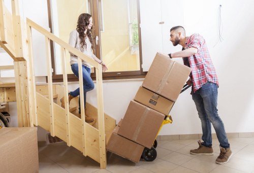 A Kennington flat interior with packed boxes ready for relocation